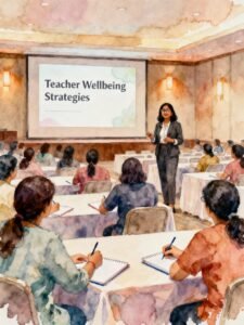 teacher presenting to school